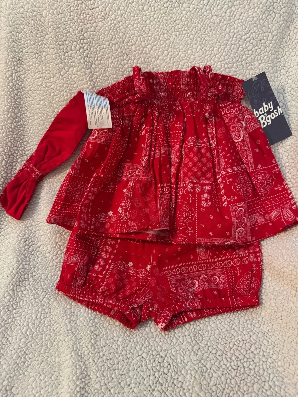 OshKosh B'gosh Red Bandana-Print Baby Bib 3 Piece Set B19 NWT